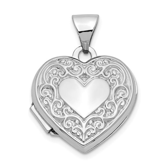 14k Rose White Yellow Gold Filigree Scroll MINI 15mm Heart Locket Charm Pendant - Picture 2 of 7